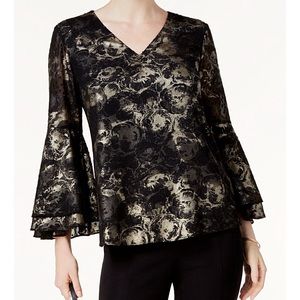Alfani V-Neck Bell Sleeve Top